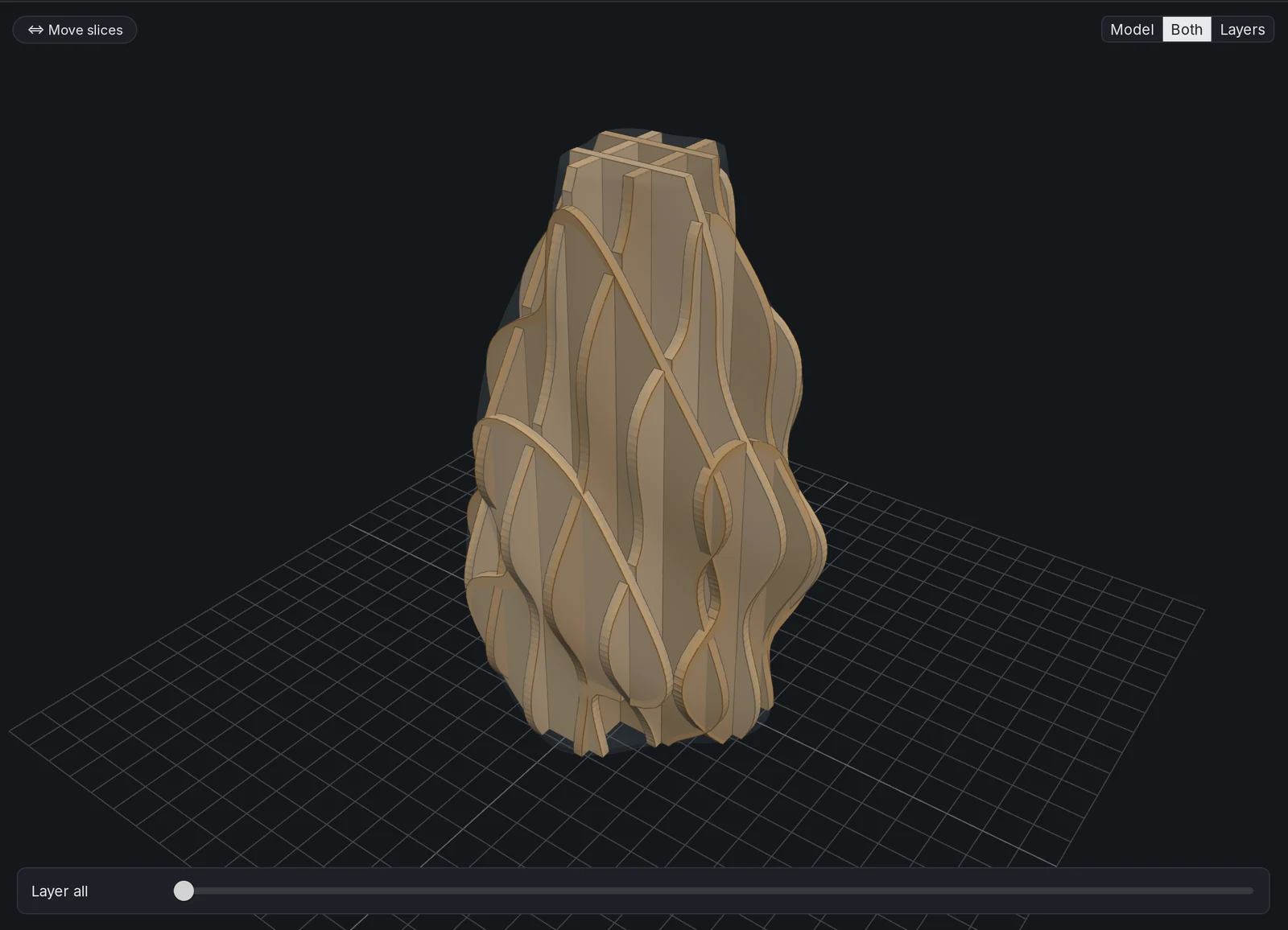 A vase built from a grid of interlocking slices
